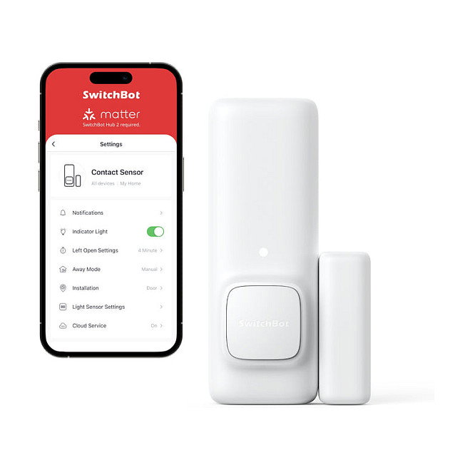 SwitchBot Contact Sensor W1201500 - Sensor de Contacto Inalámbrico Bluetooth para Puertas y Ventanas, Blanco