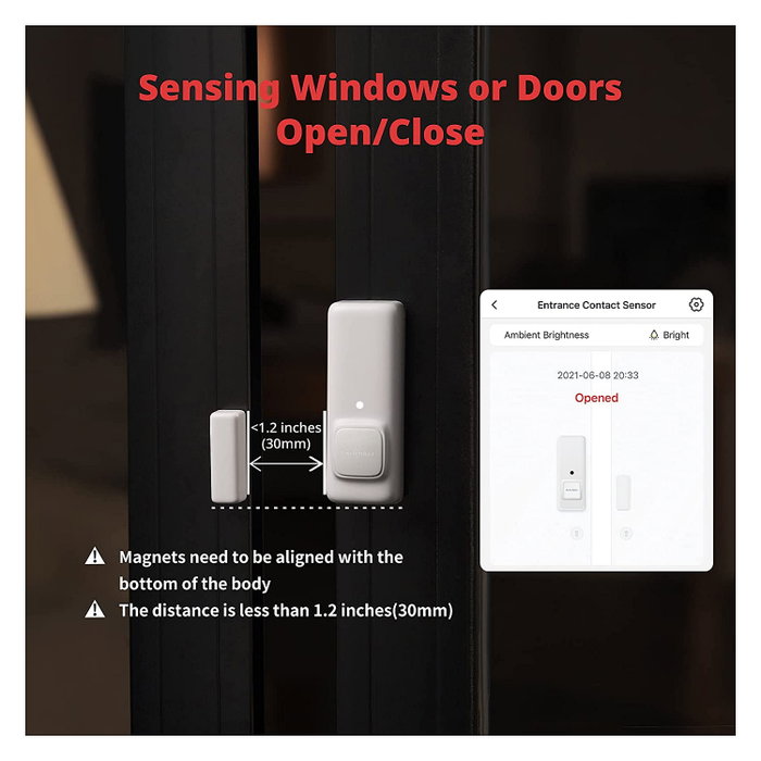 SwitchBot Contact Sensor W1201500 - Sensor de Contacto Inalámbrico Bluetooth para Puertas y Ventanas, Blanco