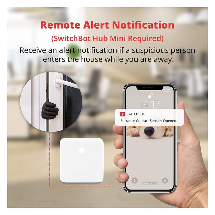 SwitchBot Contact Sensor W1201500 - Sensor de Contacto Inalámbrico Bluetooth para Puertas y Ventanas, Blanco