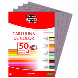 FIXO Pack de 50 Cartulinas A4 180g Gris Plomo