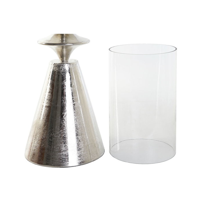 DKD Home Decor Portavelas de Aluminio y Cristal Plateado 24x24x72 cm