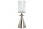 DKD Home Decor Portavelas de Aluminio y Cristal Plateado 24x24x72 cm