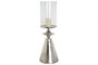 DKD Home Decor Portavelas de Aluminio y Cristal Plateado 24x24x72 cm