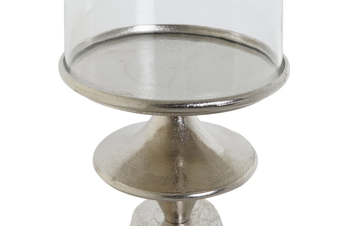 DKD Home Decor Portavelas de Aluminio y Cristal Plateado 24x24x72 cm