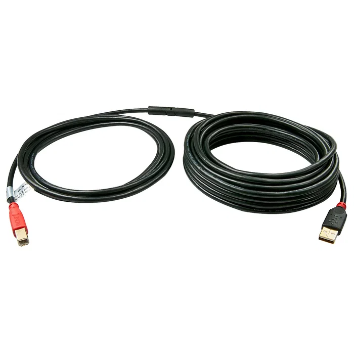 Lindy Cable USB 2.0 Activo de 15 m, USB A a USB B, Negro y Rojo