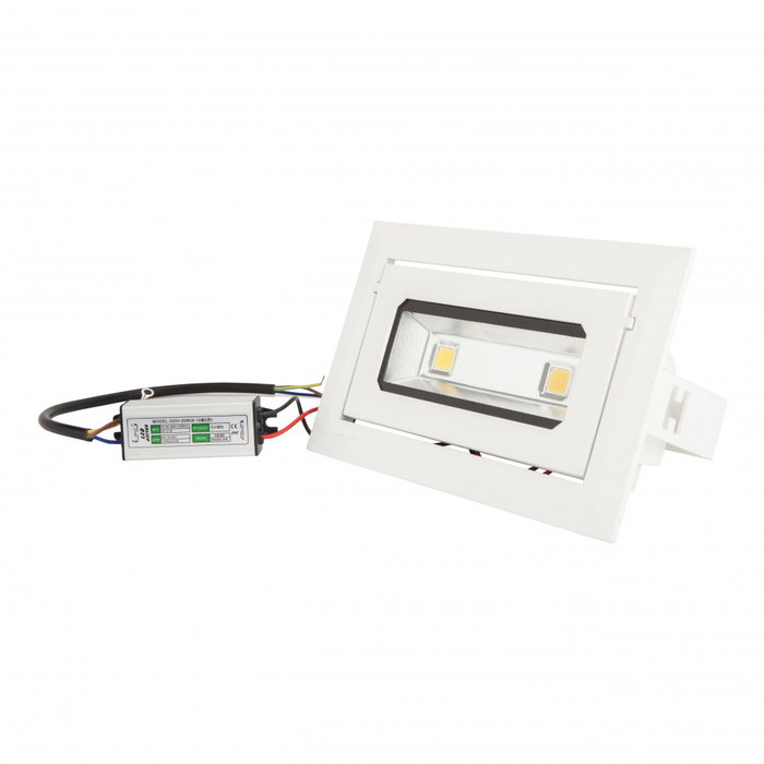 Foco Downlight LED Rectangular Basculante 20W 6000K Blanco Frío