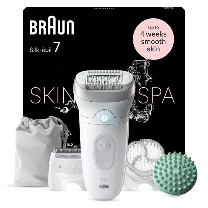Braun Silk-épil 7 SkinSpa 7-081 con Batería y 6 Accesorios, Blanco