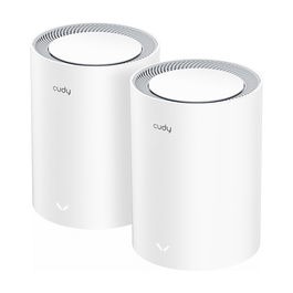 Cudy M3000 Sistema de Malla Wi-Fi 6 Mesh AX3000 con Puerto 2.5G, Doble Banda, Cobertura hasta 400 m², Pack de 2 Unidades, Color Gris y Blanco