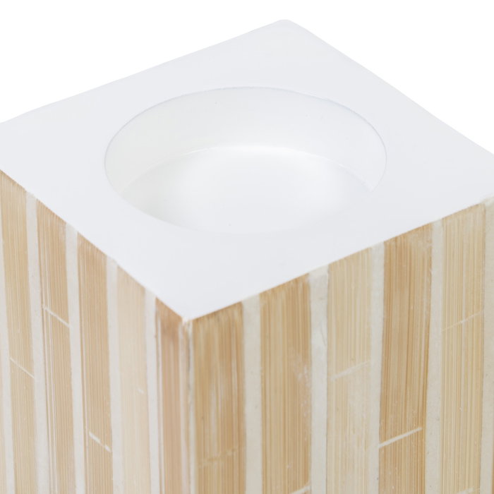 Portavelas Beige Bambú / "Mdf" 10,50 X 10,50 X 10,50 cm (Set de 2)