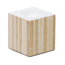 Portavelas Beige Bambú / "Mdf" 10,50 X 10,50 X 10,50 cm