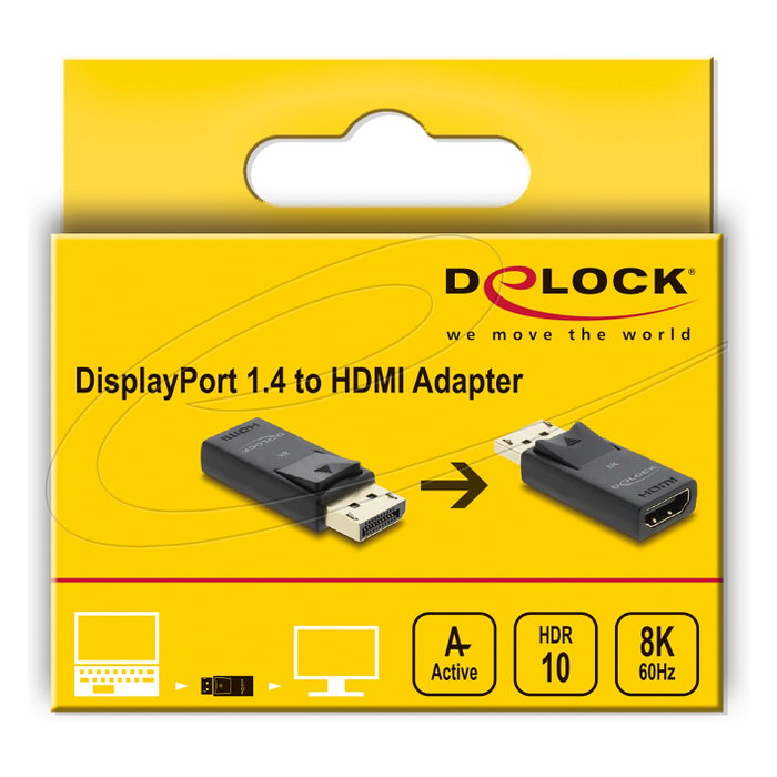 DeLOCK Adaptador Activo DisplayPort 1.4 a HDMI 8K con HDR 61084 DeLOCK Adaptador Activo DisplayPort 1.4 a HDMI 8K con HDR 61084
