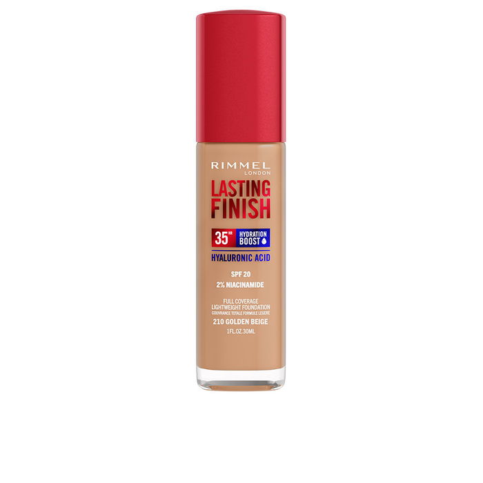Rimmel London LASTING FINISH hydration boost SPF20 Base de Maquillaje Hidratante Tono #210-Golden Beige 30 ml Rimmel London LASTING FINISH hydration boost SPF20 Base de Maquillaje Hidratante Tono #210-Golden Beige 30 ml