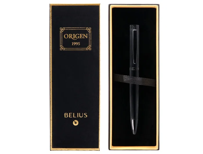 Belius Origen 1995 Bolígrafo Aluminio Textura Cepillada Negro Tinta Azul 0,8 mm Caja Diseño