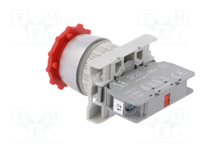SPAMEL Interruptor de emergencia SP22 rojo 22mm NC
