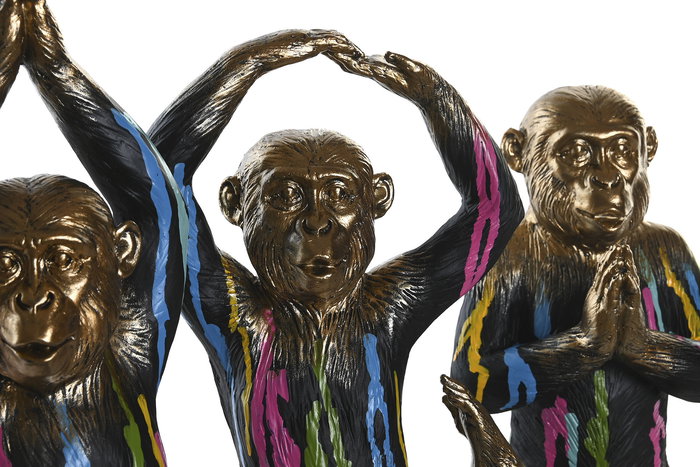 DKD Home Decor Figura Mono Yoga Multicolor Dorado Resina 12 x 24.5 x 19 cm (3 Unidades)