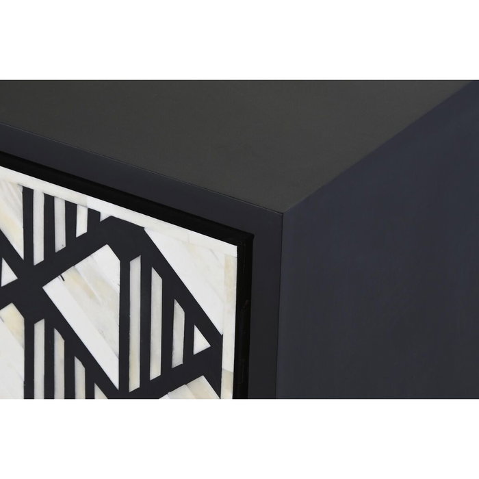 DKD Home Decor Mueble TV Hueso Resina 170x40x50 Taracea Negro