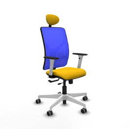 PIQUERAS Y CRESPO Silla de oficina Motilla con mecanismo Sincro/Traslack, Tela Amarilla y Malla Azul