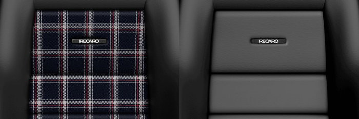 Recaro RC087000B28 Asiento Pole Position Classic Line en Piel Negro con Tejido Karo - Asiento Bucket para Deportivos Clásicos y Restomod