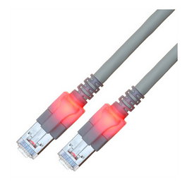 Easylan Patch Cord Cable de Red RJ45 S/FTP Cat.6 (Clase E) Blindado con LED, Plano LSOH, Gris, 2.5 metros