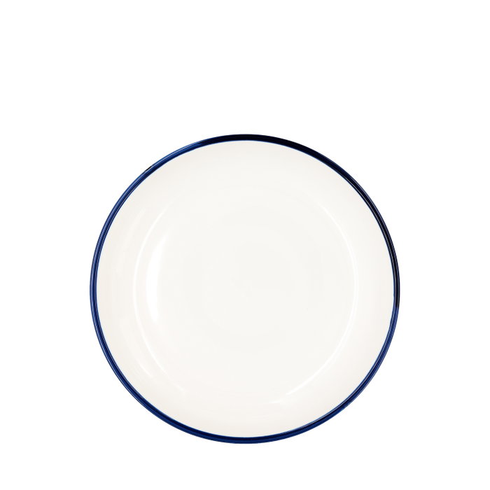 Summa Set de 6 Platos Hondos Coupe de Porcelana de 20 cm, Marfil y Azul