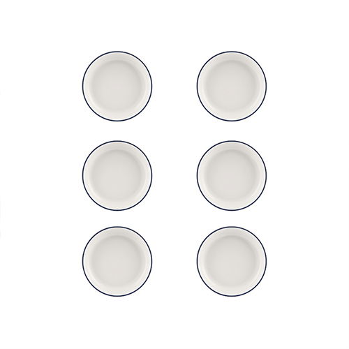 SUMMA Plato Hondo Alacena Azul, Decorado, Porcelana, Diámetro 20 cm x 4 cm Alto, Apto Lavavajillas (Set de 6)