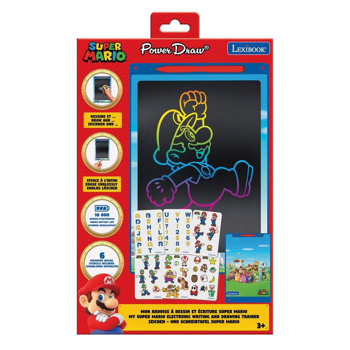 Lexibook Tableta Tinta Electrónica Super Mario Bros Nintendo 28cm Incluye Lápiz Óptico y 6 Plantillas