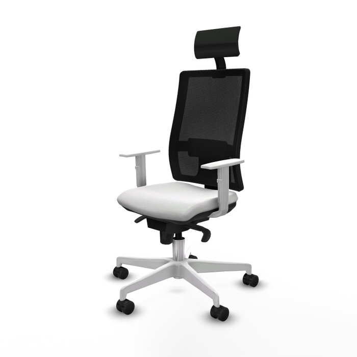 PIQUERAS Y CRESPO Silla de oficina Horna con mecanismo Sincro, Blanco y Negro
