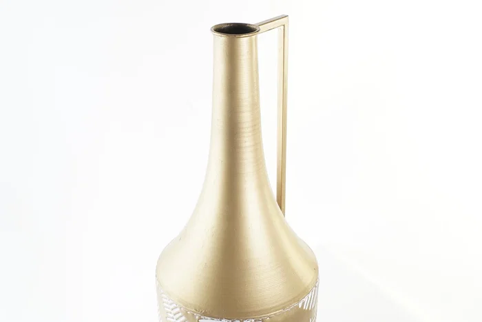 DKD Home Decor Jarron Tropical Dorado Crema Metal 21 x 81 x 21 cm DKD Home Decor Jarron Tropical Dorado Crema Metal 21 x 81 x 21 cm
