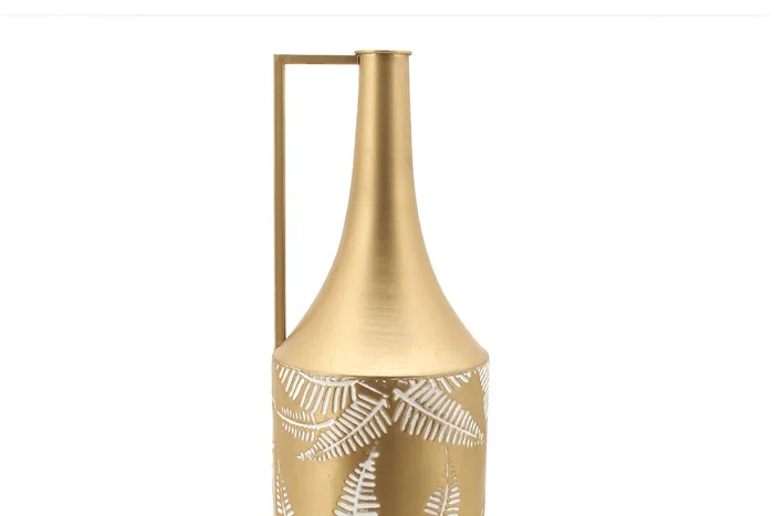 DKD Home Decor Jarron Tropical Dorado Crema Metal 21 x 81 x 21 cm DKD Home Decor Jarron Tropical Dorado Crema Metal 21 x 81 x 21 cm