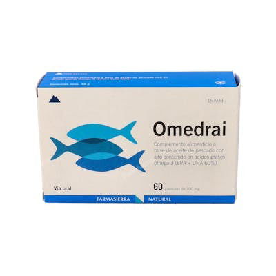FARMASIERRA Omedrai 60Cap. Omega 3 Ácidos Grasos Aceite de Pescado EPA DHA Complemento Cardiovascular