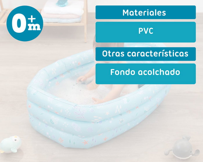 KioKids Bañera Hinchable Bebé Azul +0 Meses 30 x 52 x 78 cm