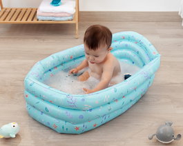 KioKids Bañera Hinchable Bebé Azul +0 Meses 30 x 52 x 78 cm