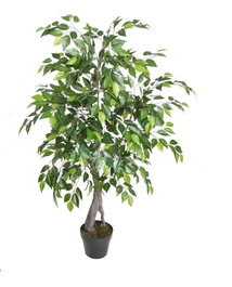 DKD Home Decor Planta Decorativa Ficus Benjamin Artificial 70x127x60 cm PVC y PP Verde/Marrón/Negro - Pack 2 Unidades