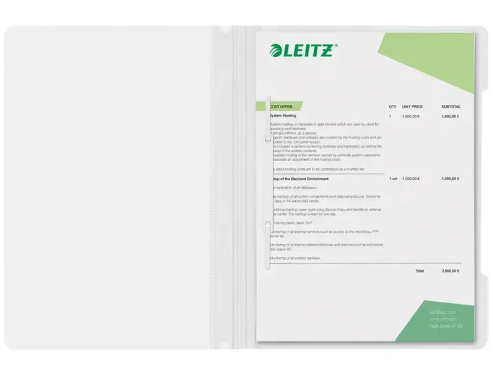 LEITZ Dosier Fastener PVC A4 con Tarjetero Blanco LEITZ Dosier Fastener PVC A4 con Tarjetero Blanco