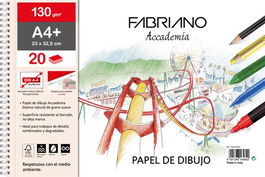Bloc De Dibujo Fabriano Accademia Con Espiral Liso 2 Taladros A4+ 130G 20H (Set de 5)