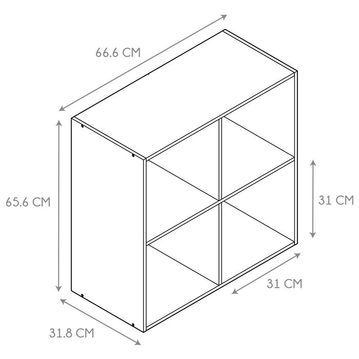 Home Deco Factory Estantería Tiffany Con 4 Compartimentos Cocooning 66,6x31,8x65,6 cm