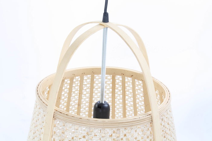 DKD Home Decor Lámpara de Techo Bambú y Lino Natural Crema