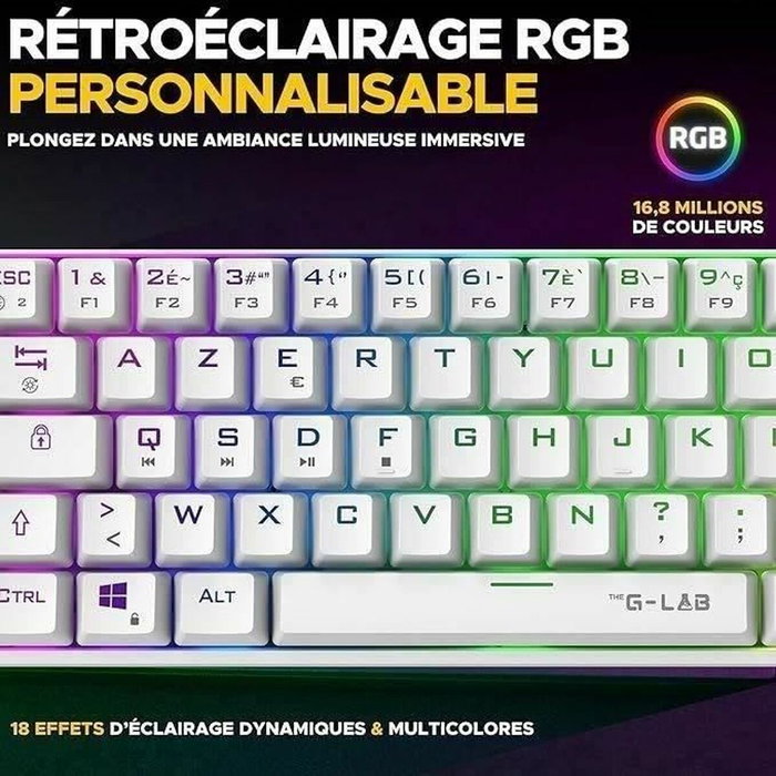 The G-Lab KEYZ TITAN Teclado Mecánico Inalámbrico RGB Blanco Azerty The G-Lab KEYZ TITAN Teclado Mecánico Inalámbrico RGB Blanco Azerty