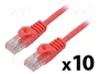 Lanberg Pack de 10 Patchcord Kat.5e UTP 1,5m Rojo Fluke Passed
