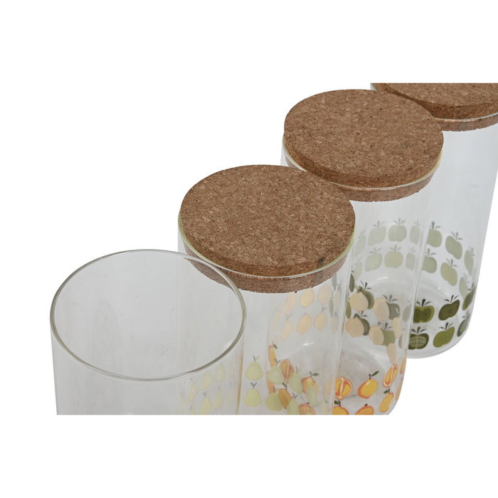 DKD Home Decor Set de 4 Botes de Borosilicato 1400 ml Diseño Frutas