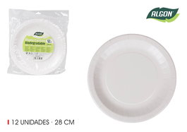 Algon Set 12 Platos Carton Redondos L/Soja 28 cm (36 Unidades)