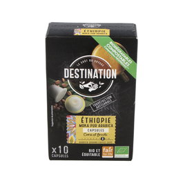 Moka Pur Café Arábica en Cápsulas Biodegradables, Etiopía, Ecológico, 10 Unidades, Sabor Frutal, Intensidad 8