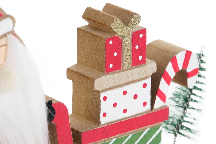 DKD Home Decor Figura de Madera Papá Noel Rojo y Verde 15x2x13 cm
