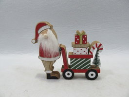 DKD Home Decor Figura de Madera Papá Noel Rojo y Verde 15x2x13 cm