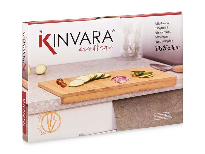 Kinvara Tabla Bambú Encimera 38 x 26.5 cm Marrón (Set de 6)