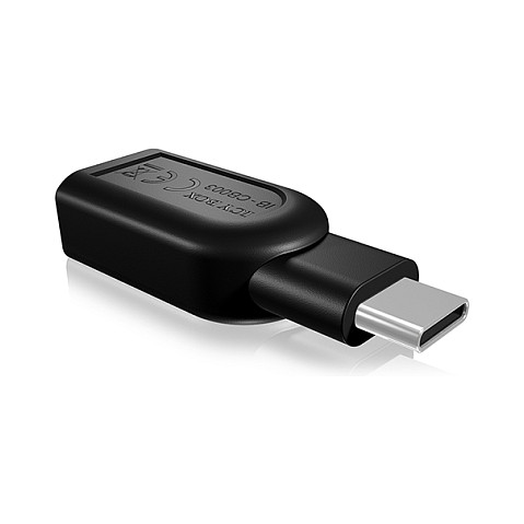 ICY BOX IB-CB003 Adaptador USB-C a USB-A Negro, USB 3.0 Macho a Hembra, 5 Gbit/s, Plug and Play para Windows y Mac