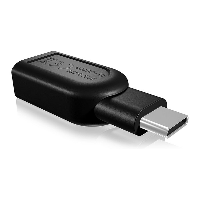 ICY BOX IB-CB003 Adaptador USB-C a USB-A Negro, USB 3.0 Macho a Hembra, 5 Gbit/s, Plug and Play para Windows y Mac