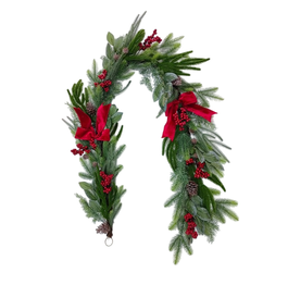 DKD Home Decor Guirnalda Navidad Tradicional Verde Rojo Led Pvc 13 x 180 x 25 cm (2 Unidades)