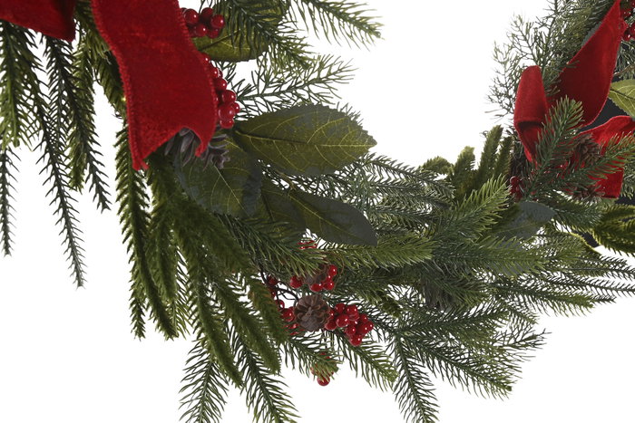 DKD Home Decor Guirnalda Navidad Tradicional Verde Rojo Led Pvc 13 x 180 x 25 cm (2 Unidades)