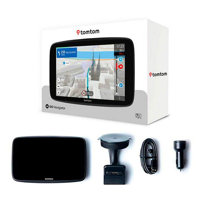 TomTom GO Navigator 7" - Navegador GPS portátil, pantalla táctil 7 pulgadas, mapas de Europa con tráfico en tiempo real, WiFi, Bluetooth, 32 GB